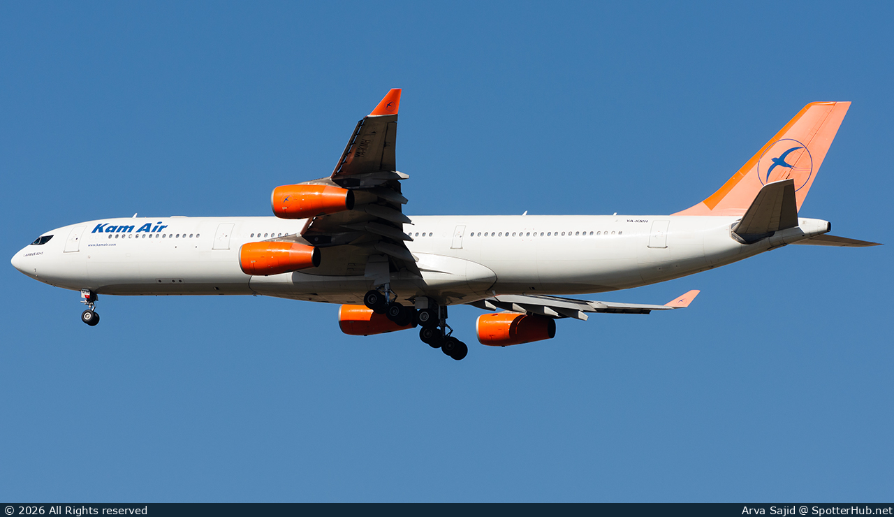 Photo of YA-KMH - Airbus A340-313 operated by Kam Air