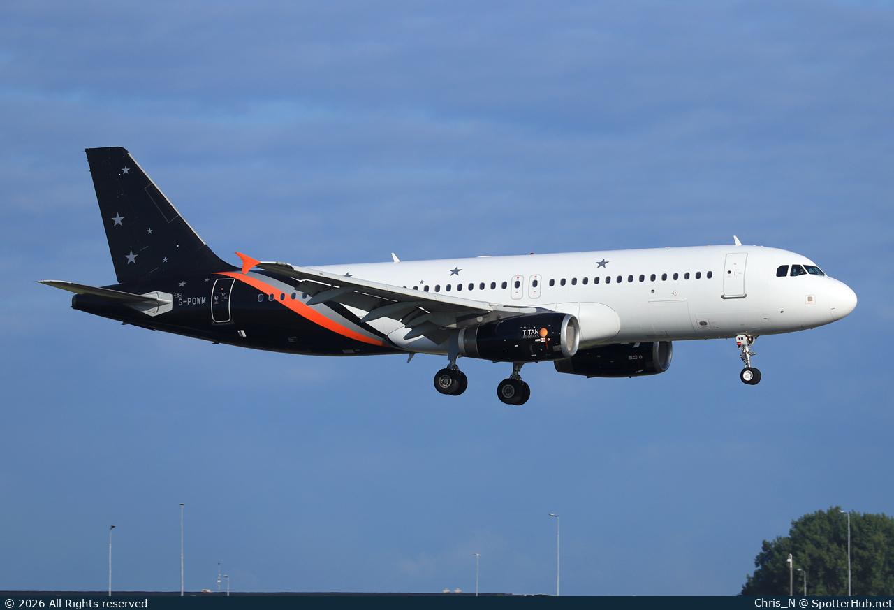 Photo of G-POWM - Airbus A320-232 operated by Titan Airways