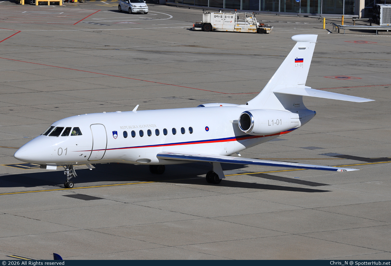 Photo of L1-01 - Dassault Falcon 2000EX operated by Slovenian Air Force