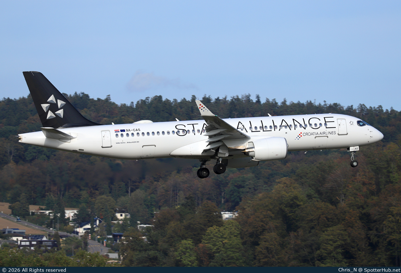 Photo of 9A-CAS - Airbus A220-300 operated by Croatia Airlines