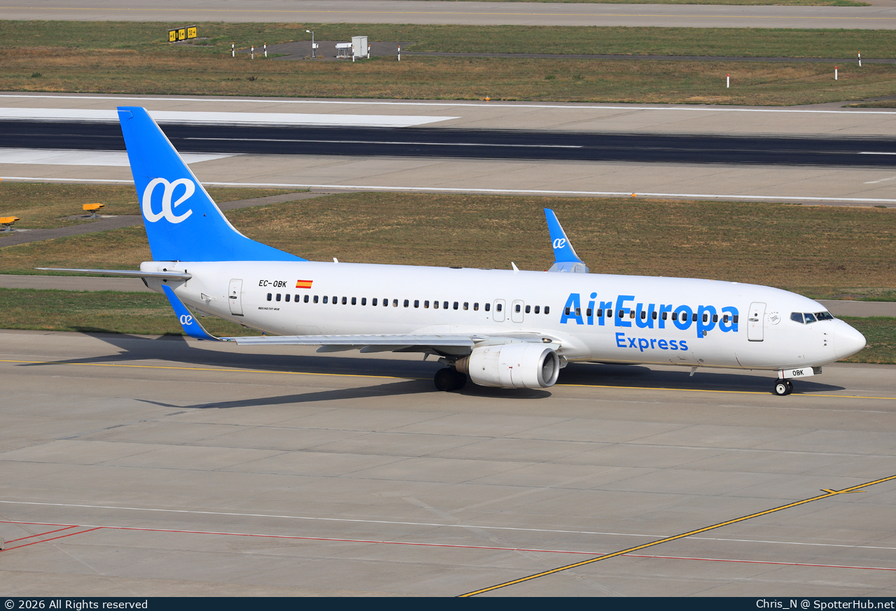 Photo of EC-OBK - Boeing 737-8GJ operated by Air Europa Express (opb Aeronova)
