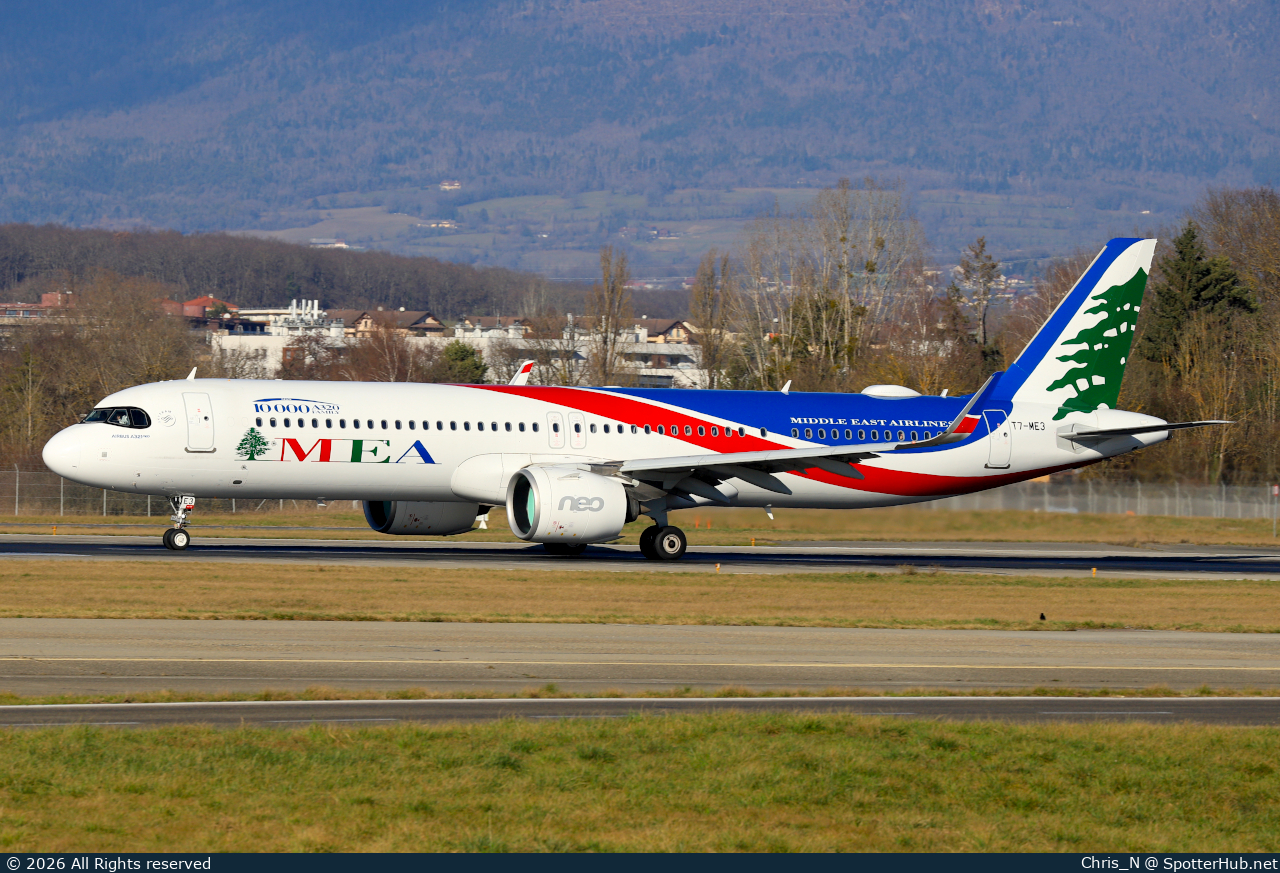 Photo of T7-ME3 - Airbus A321-271NX operated by MEA Middle East Airlines