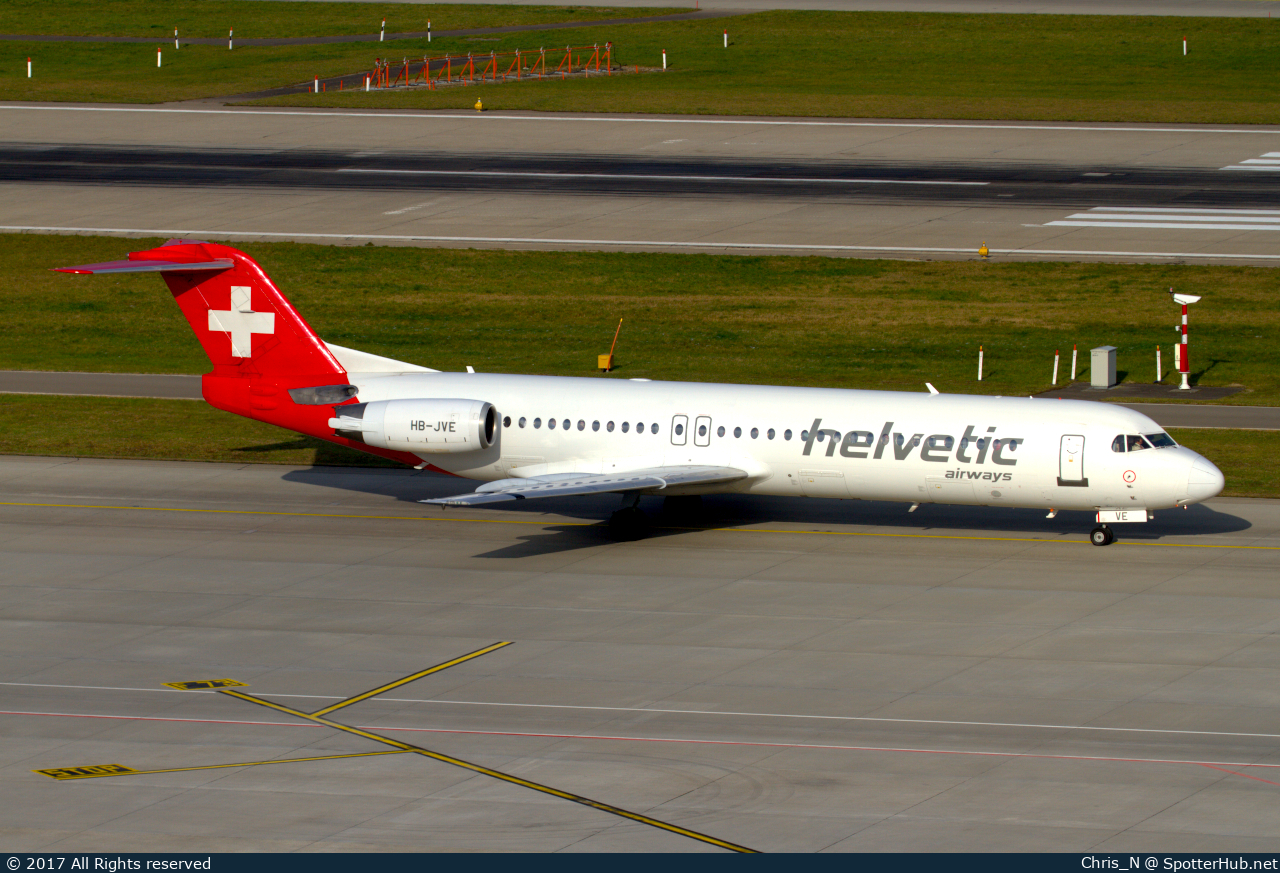 Photo of HB-JVE - Fokker 100 operated by Helvetic Airways