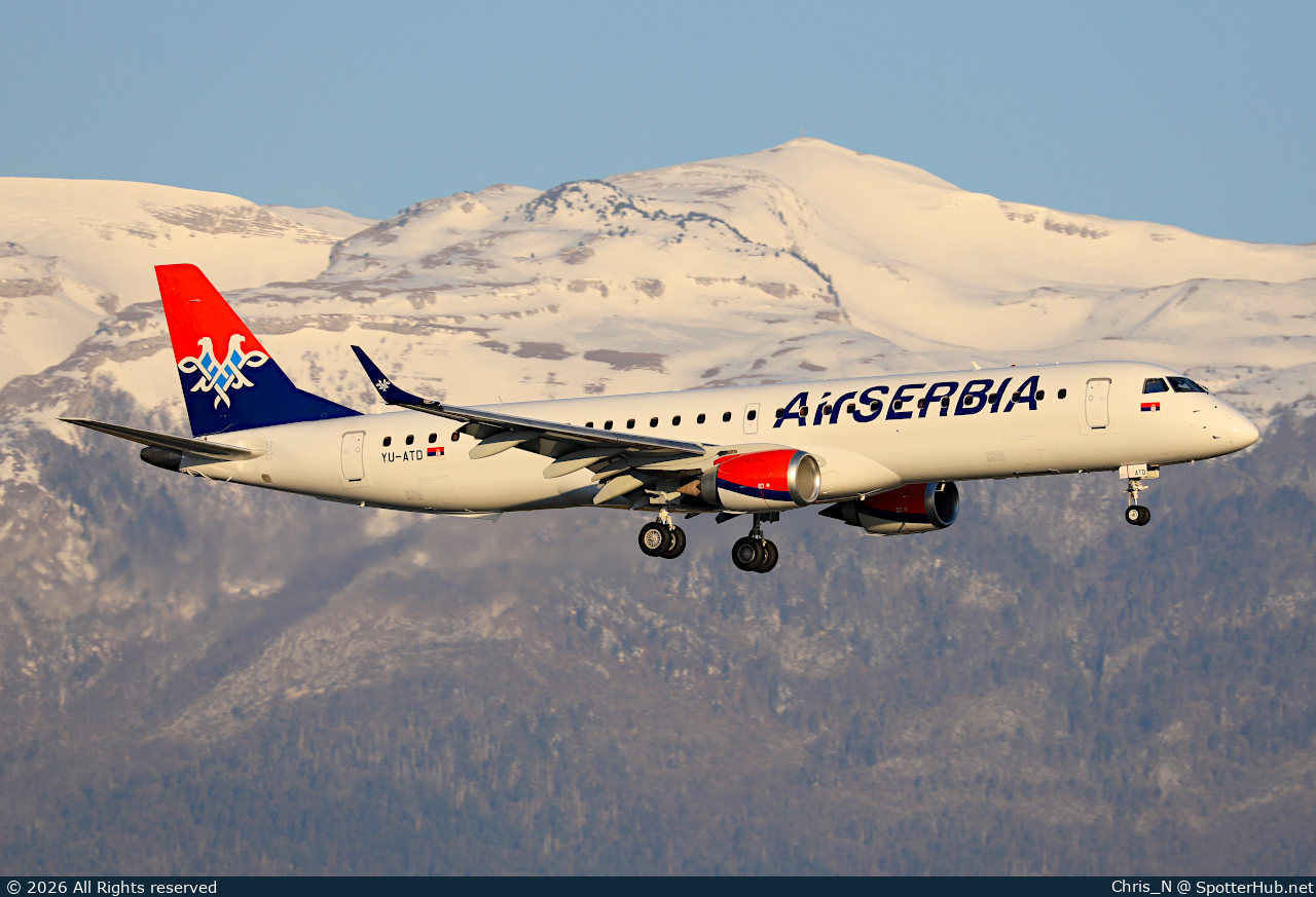 Photo of YU-ATD - Embraer ERJ-195LR operated by Air Serbia