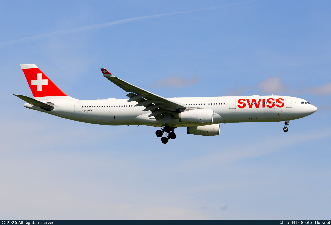 Photo of HB-JHD - Airbus A330-343 operated by Swiss International Air Lines
