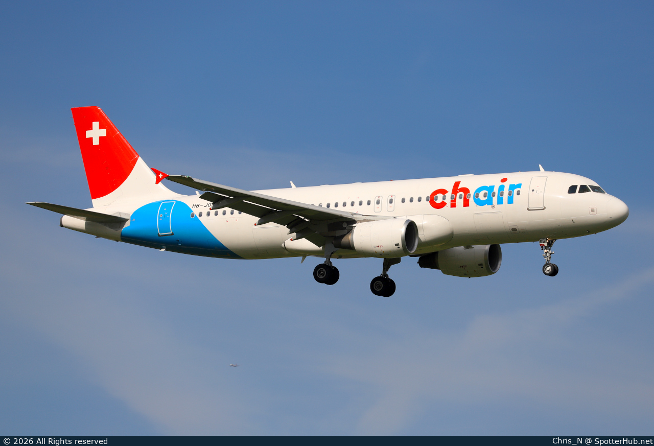 Photo of HB-JOS - Airbus A320-214 operated by Chair Airlines