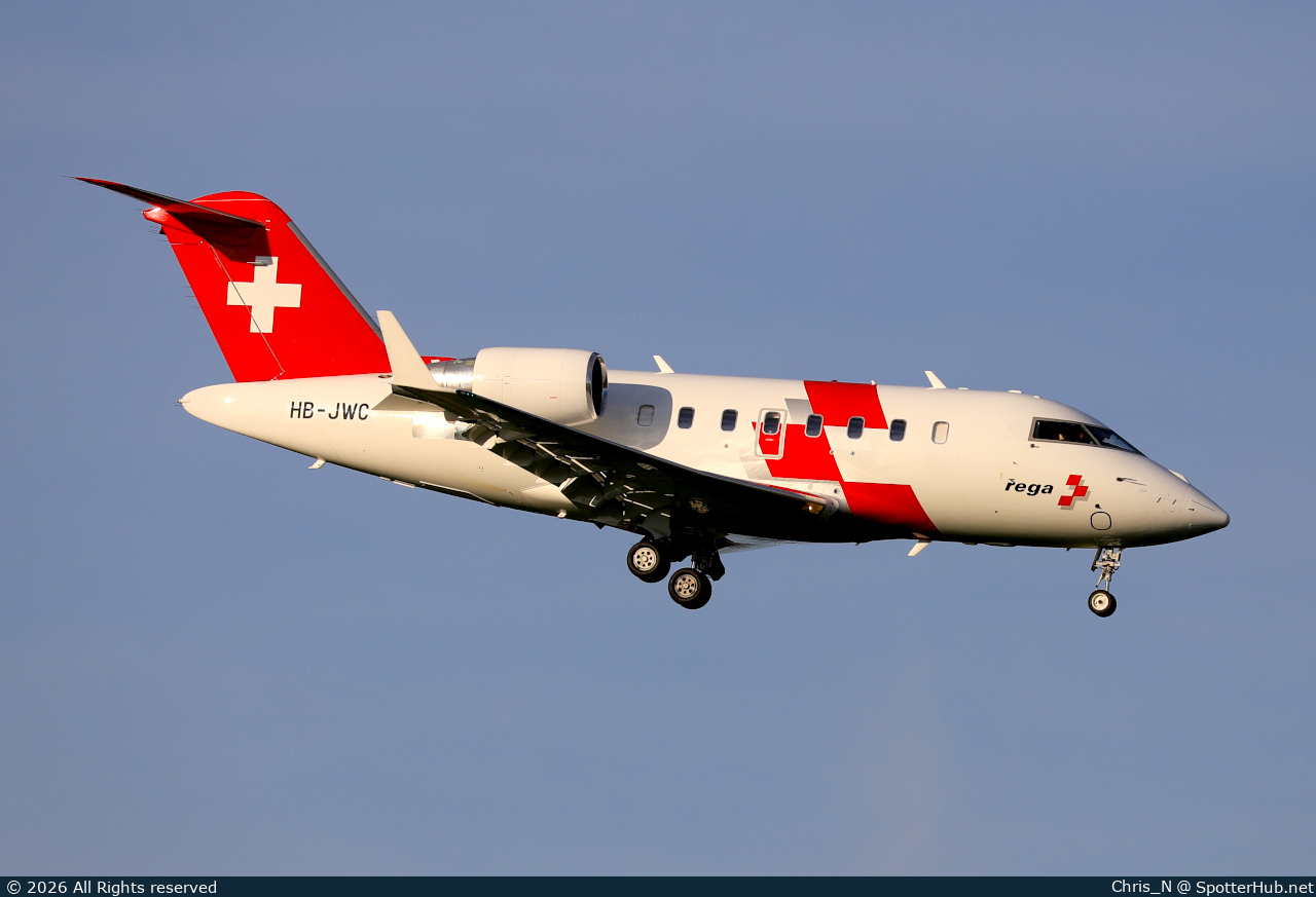 Photo of HB-JWC - Bombardier Challenger 650 operated by Rega Swiss Air-Rescue