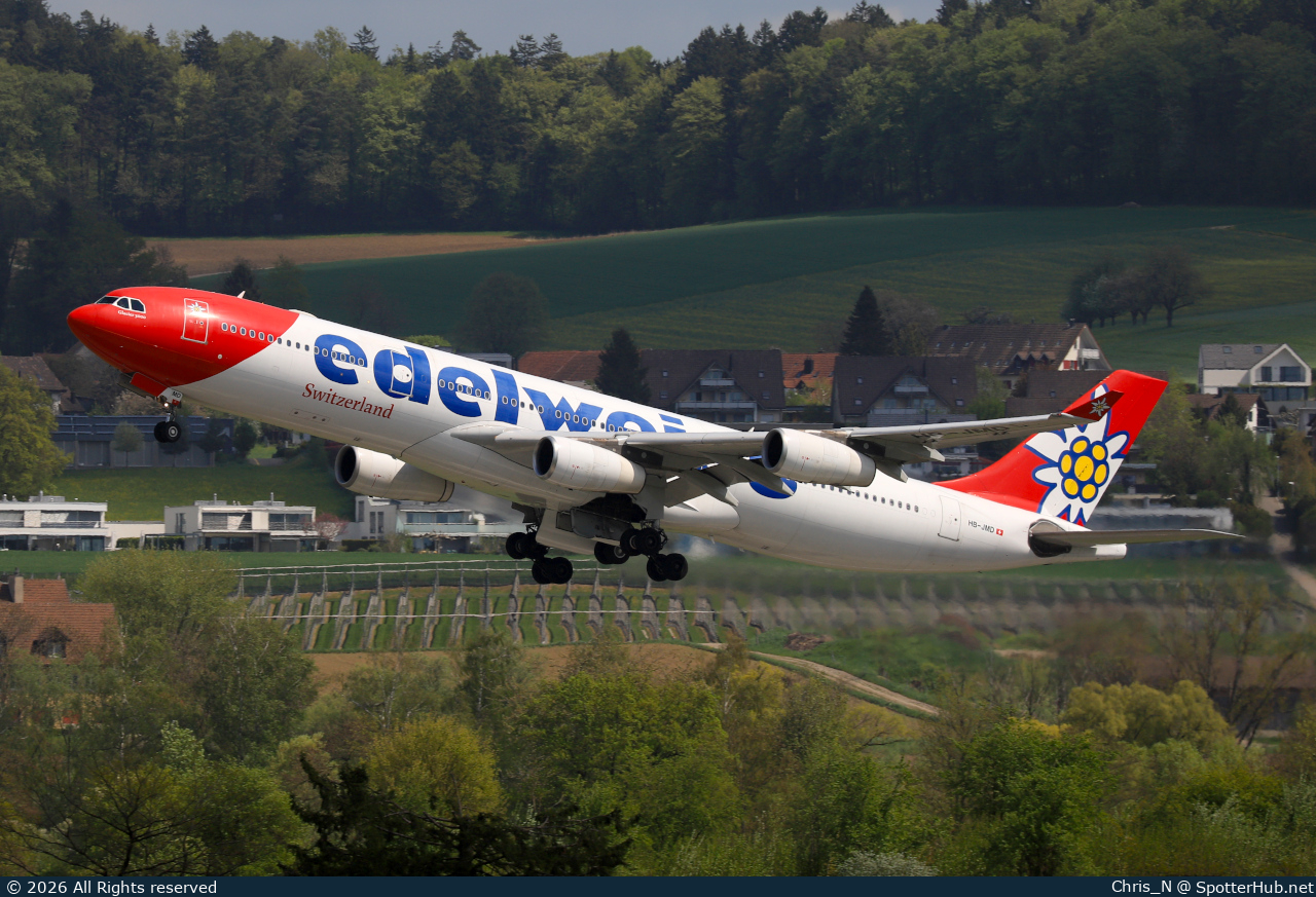 Photo of HB-JMD - Airbus A340-313 operated by Edelweiss Air