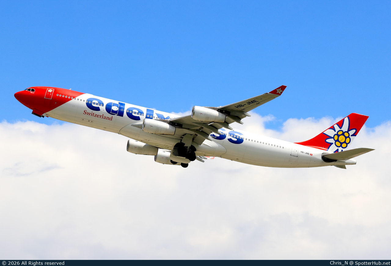 Photo of HB-JME - Airbus A340-313 operated by Edelweiss Air