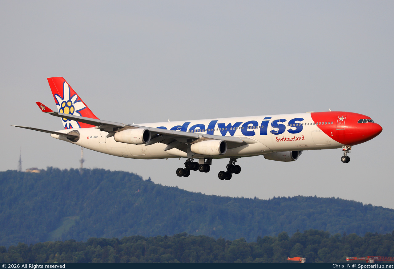 Photo of HB-JMD - Airbus A340-313 operated by Edelweiss Air