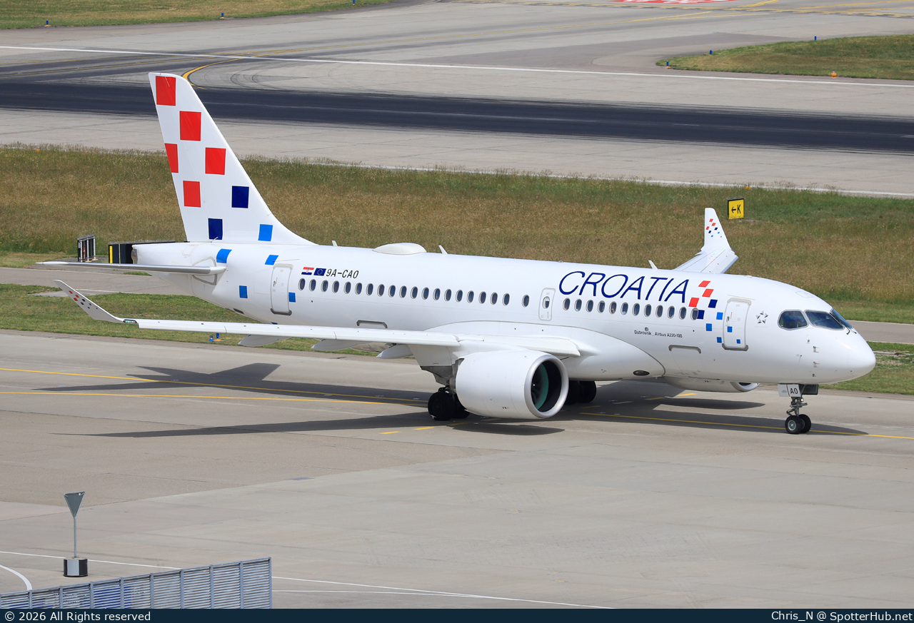 Photo of 9A-CAO - Airbus A220-100 operated by Croatia Airlines