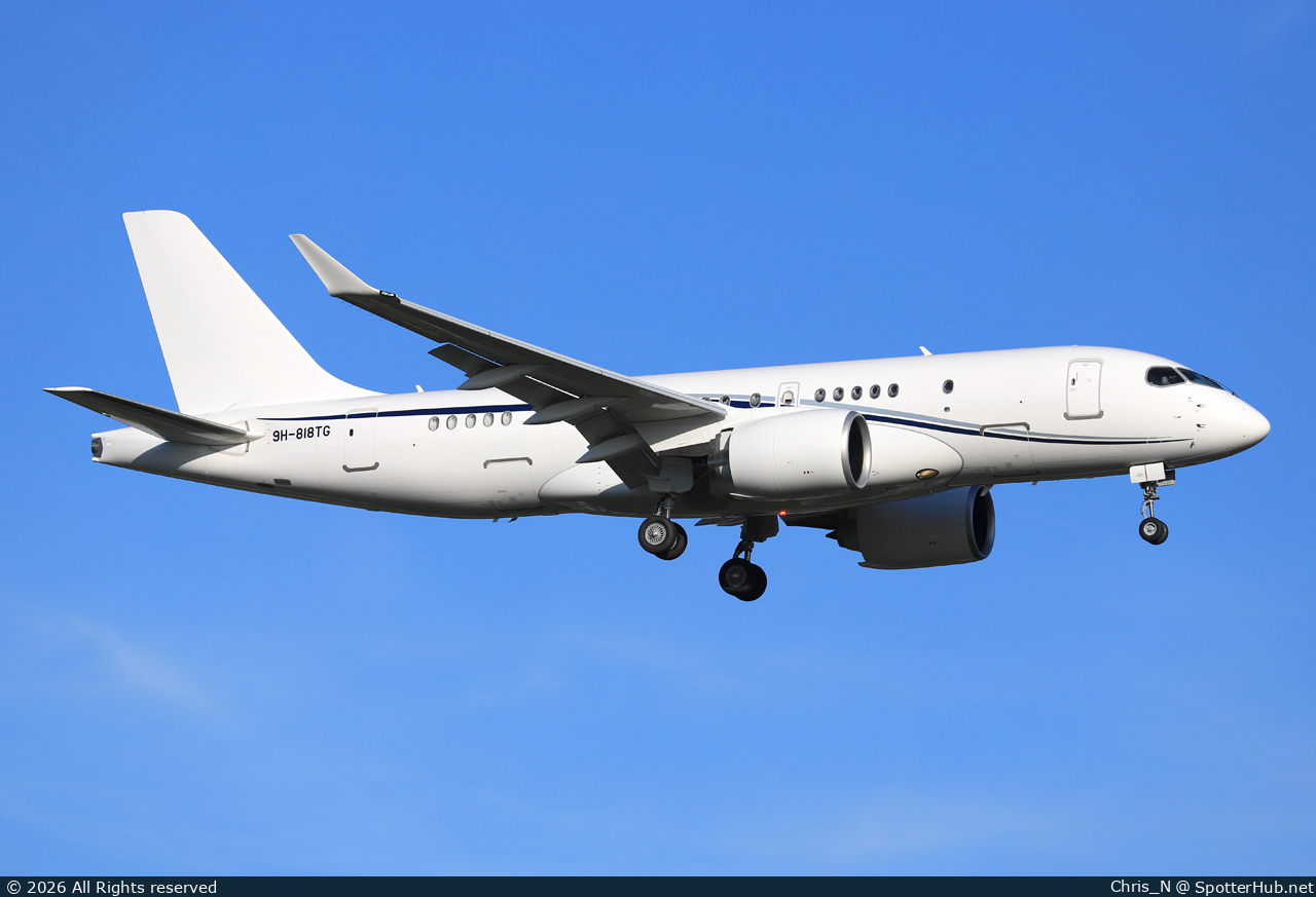 Photo of 9H-818TG - Airbus A220-100(CJ) TwoTwenty operated by Comlux Aviation Malta