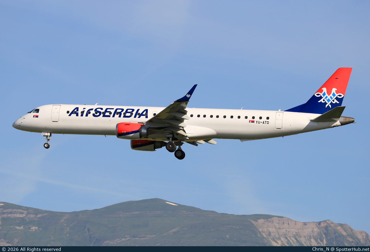 Photo of YU-ATD - Embraer ERJ-195LR operated by Air Serbia