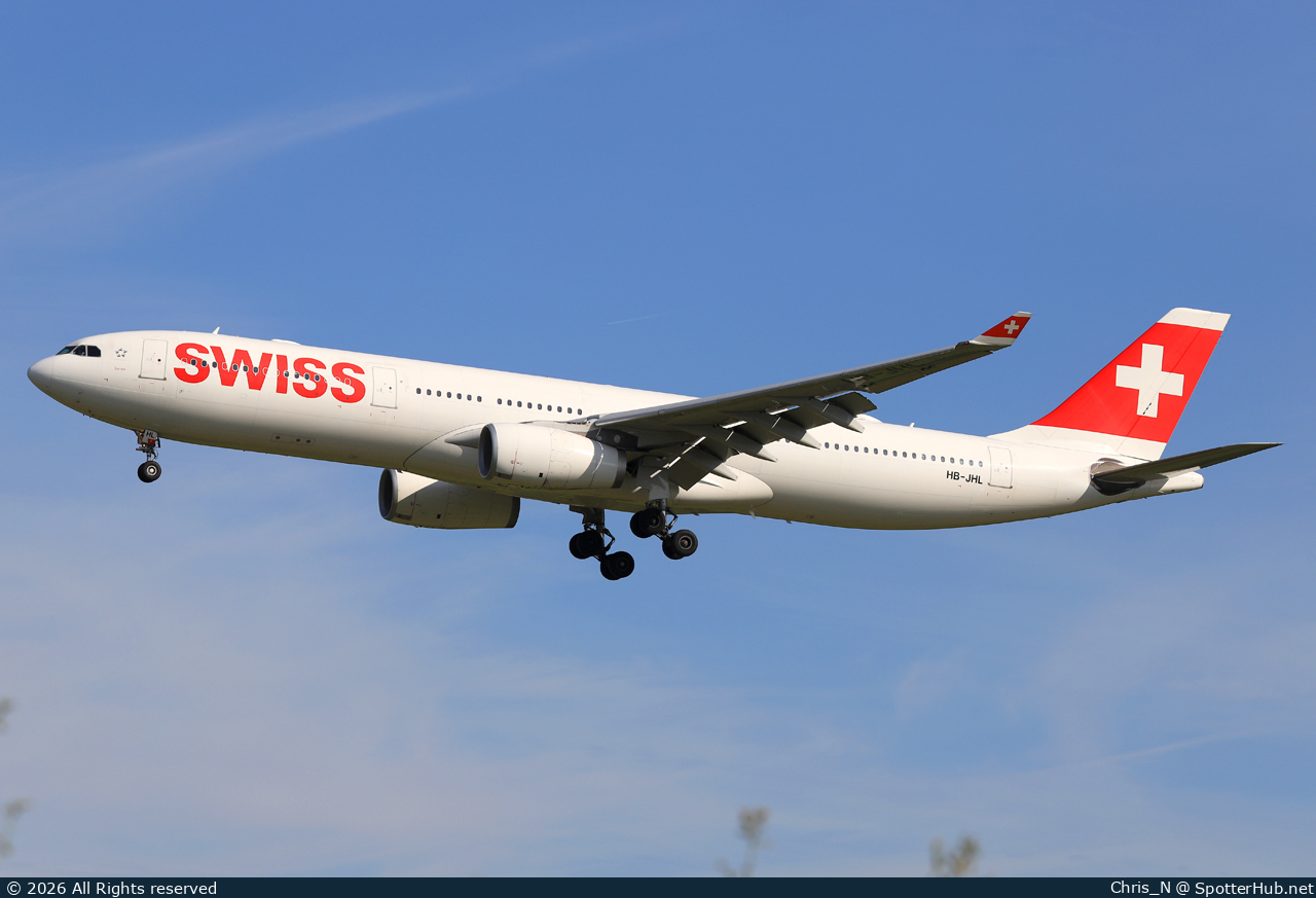 Photo of HB-JHL - Airbus A330-343 operated by Swiss International Air Lines
