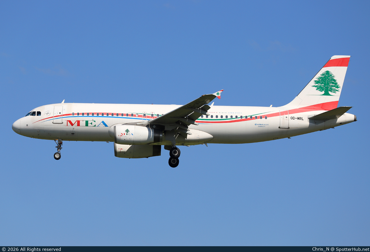 Photo of OD-MRL - Airbus A320-232 operated by MEA Middle East Airlines