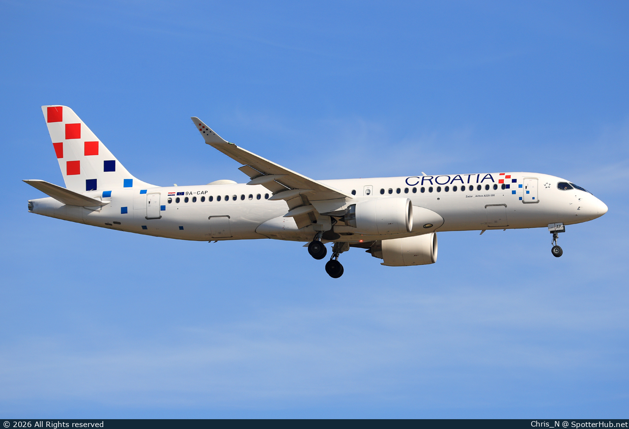 Photo of 9A-CAP - Airbus A220-300 operated by Croatia Airlines