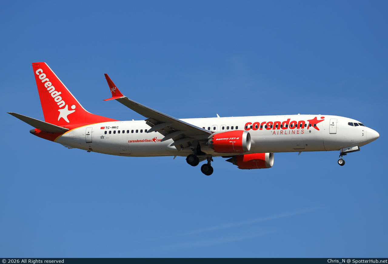 Photo of TC-MKC - Boeing 737 MAX 8 operated by Corendon Airlines