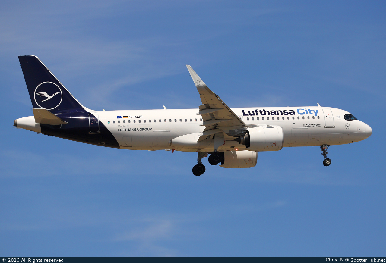 Photo of D-AIJP - Airbus A320-271N operated by Lufthansa City Airlines