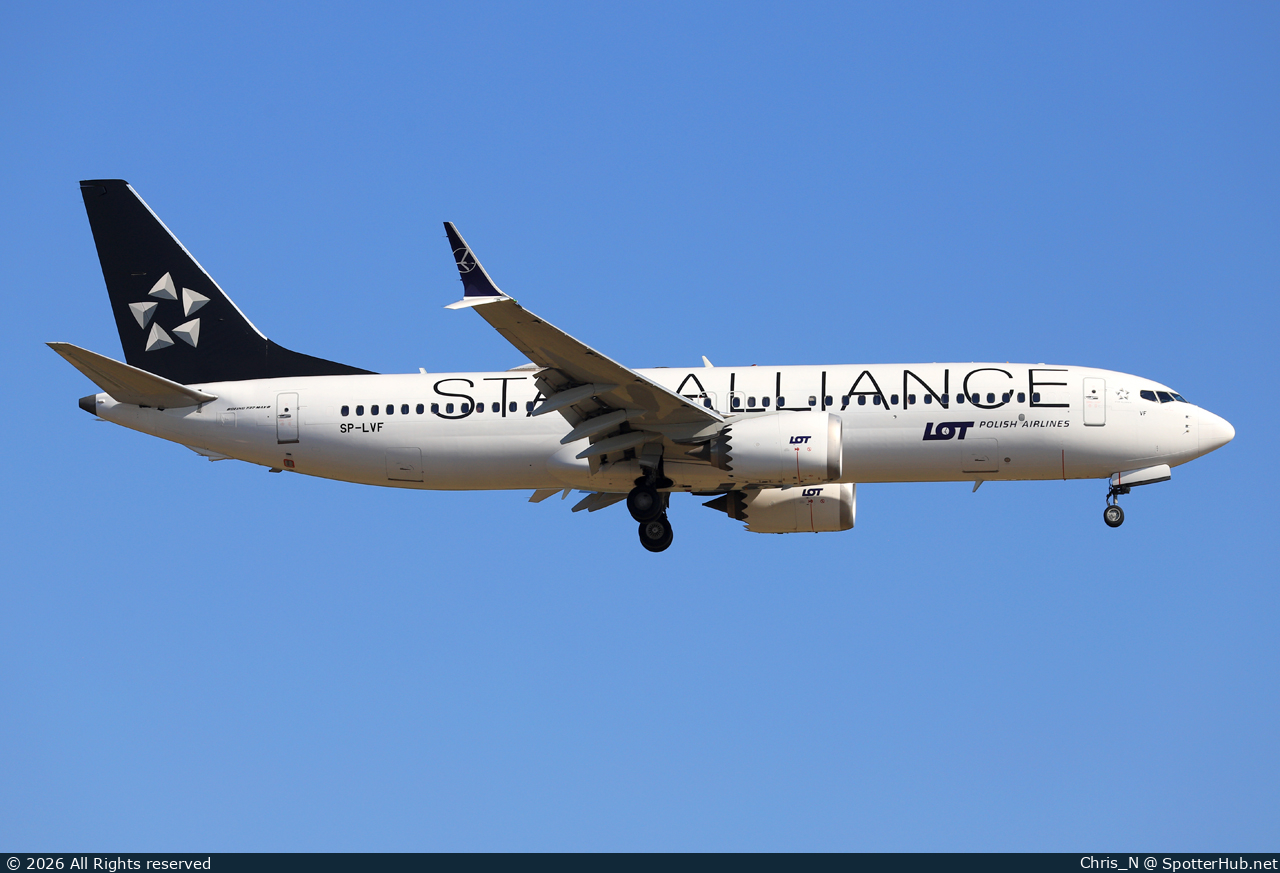 Photo of SP-LVF - Boeing 737 MAX 8 operated by LOT Polish Airlines