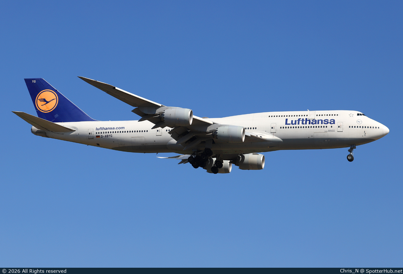 Photo of D-ABYG - Boeing 747-830 operated by Lufthansa