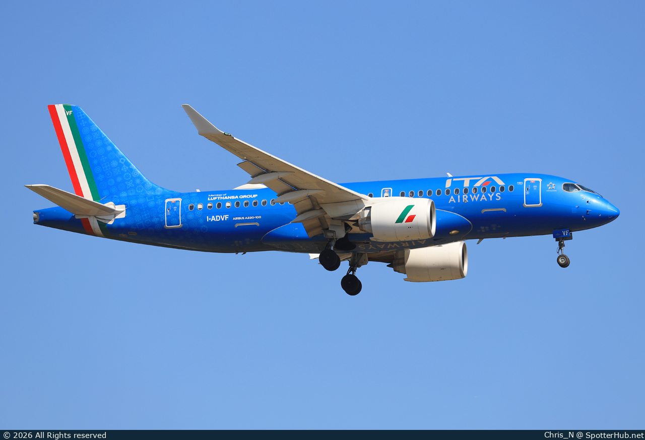 Photo of I-ADVF - Airbus A220-100 operated by ITA Airways