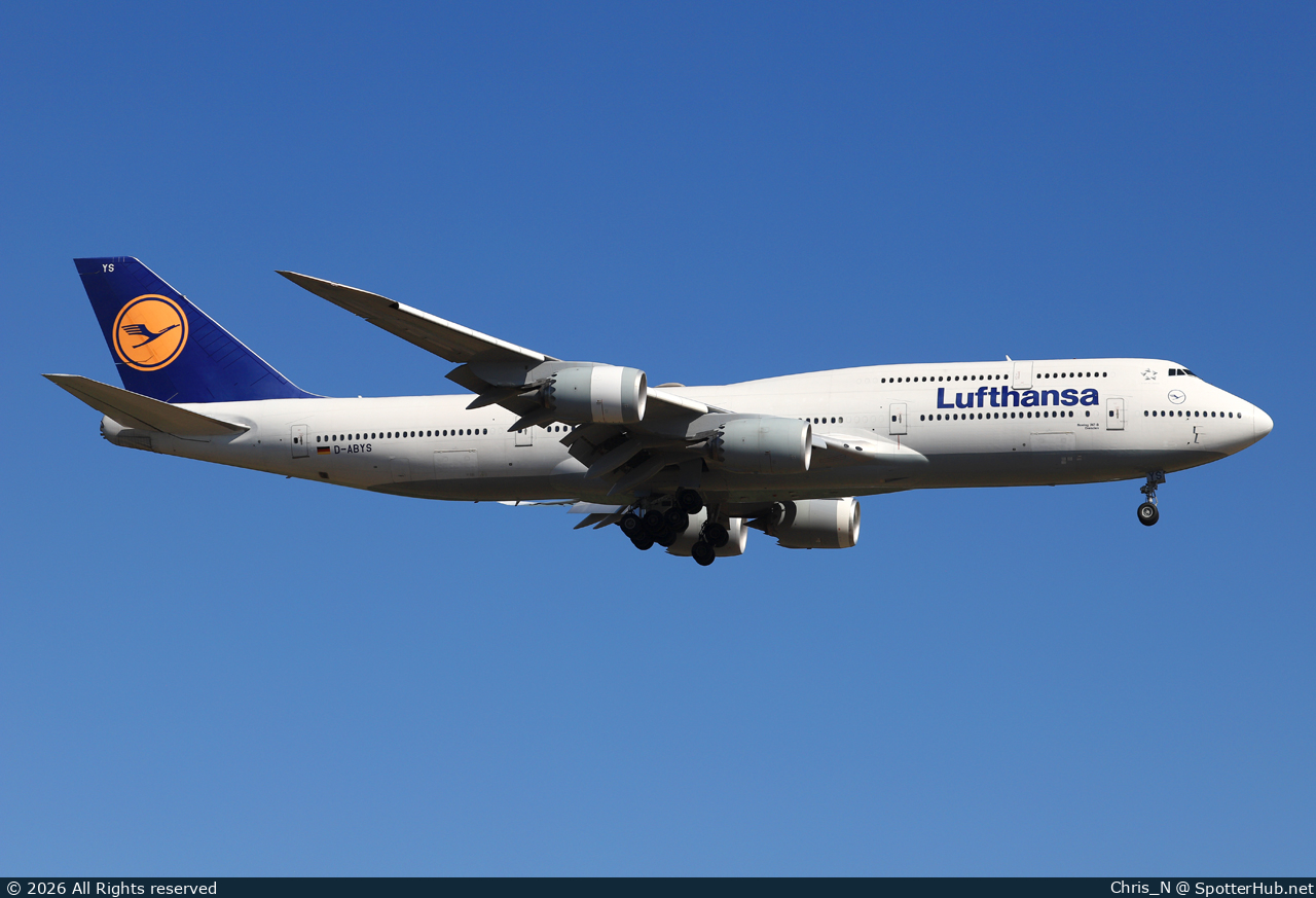 Photo of D-ABYS - Boeing 747-830 operated by Lufthansa
