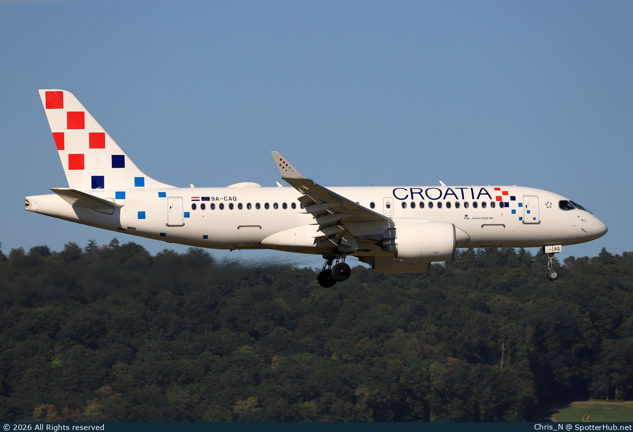Photo of 9A-CAQ - Airbus A220-100 operated by Croatia Airlines