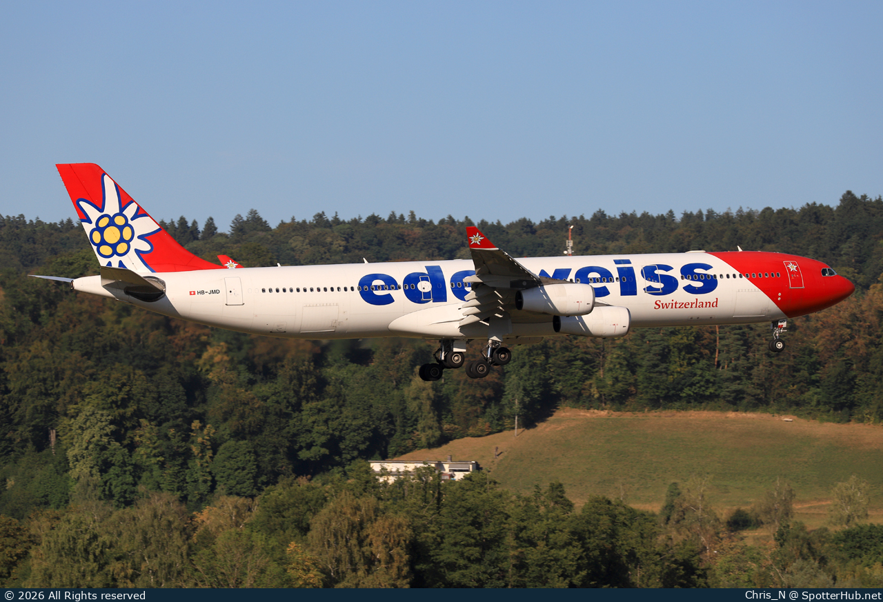 Photo of HB-JMD - Airbus A340-313 operated by Edelweiss Air