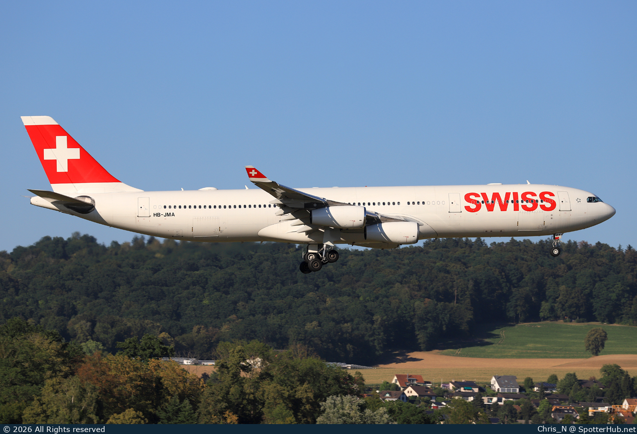 Photo of HB-JMA - Airbus A340-313 operated by Swiss International Air Lines