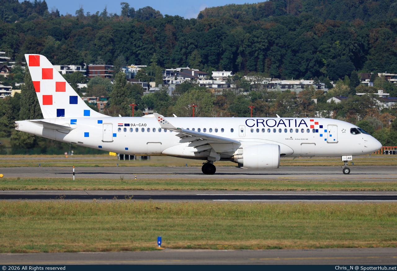 Photo of 9A-CAO - Airbus A220-100 operated by Croatia Airlines
