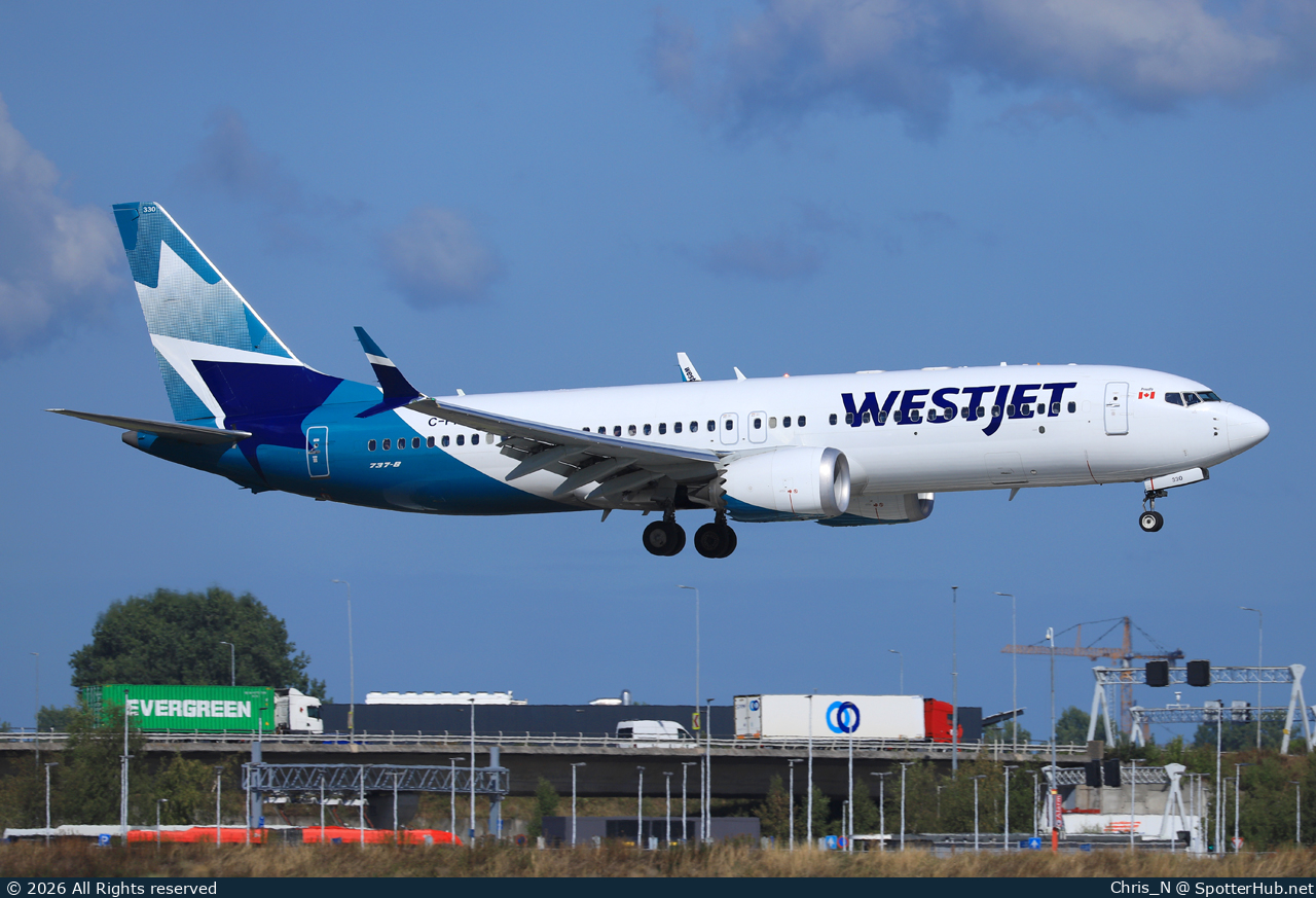 Photo of C-FIBA - Boeing 737 MAX 8 operated by WestJet Airlines