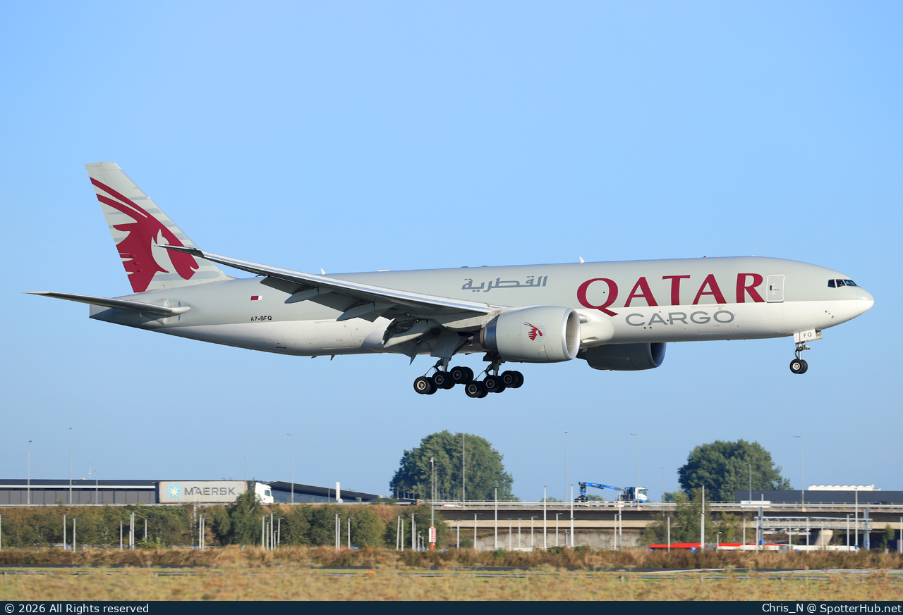 Photo of A7-BFQ - Boeing 777-F operated by Qatar Airways Cargo
