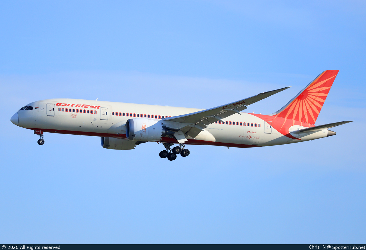 Photo of VT-ANV - Boeing 787-8 Dreamliner operated by Air India