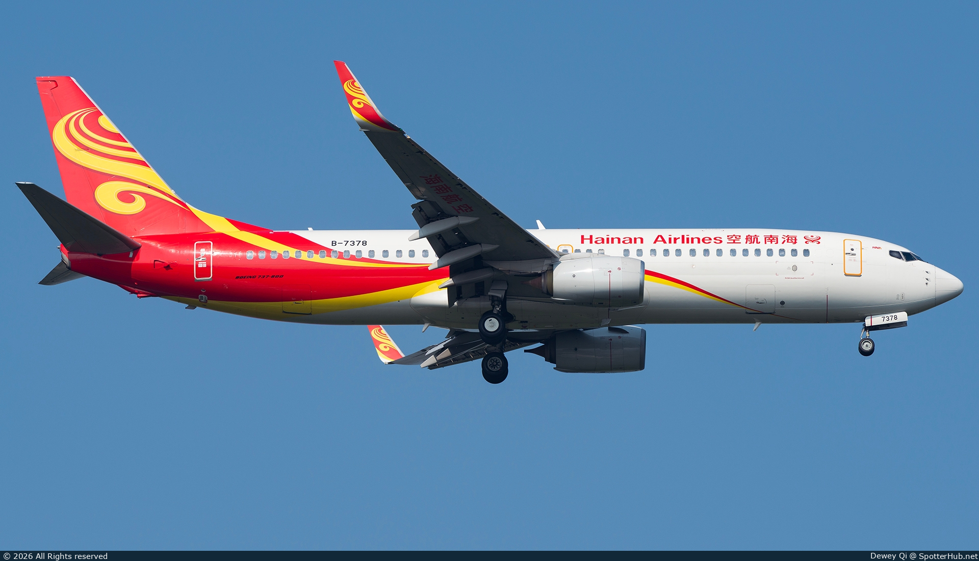 Photo of B-7378 - Boeing 737-86N operated by Hainan Airlines