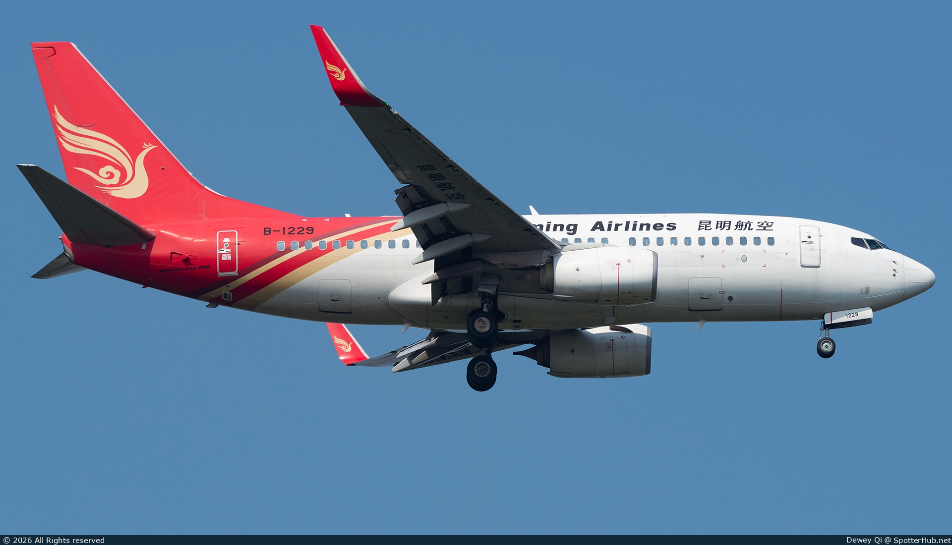 Photo of B-1229 - Boeing 737-7LY operated by Kunming Airlines