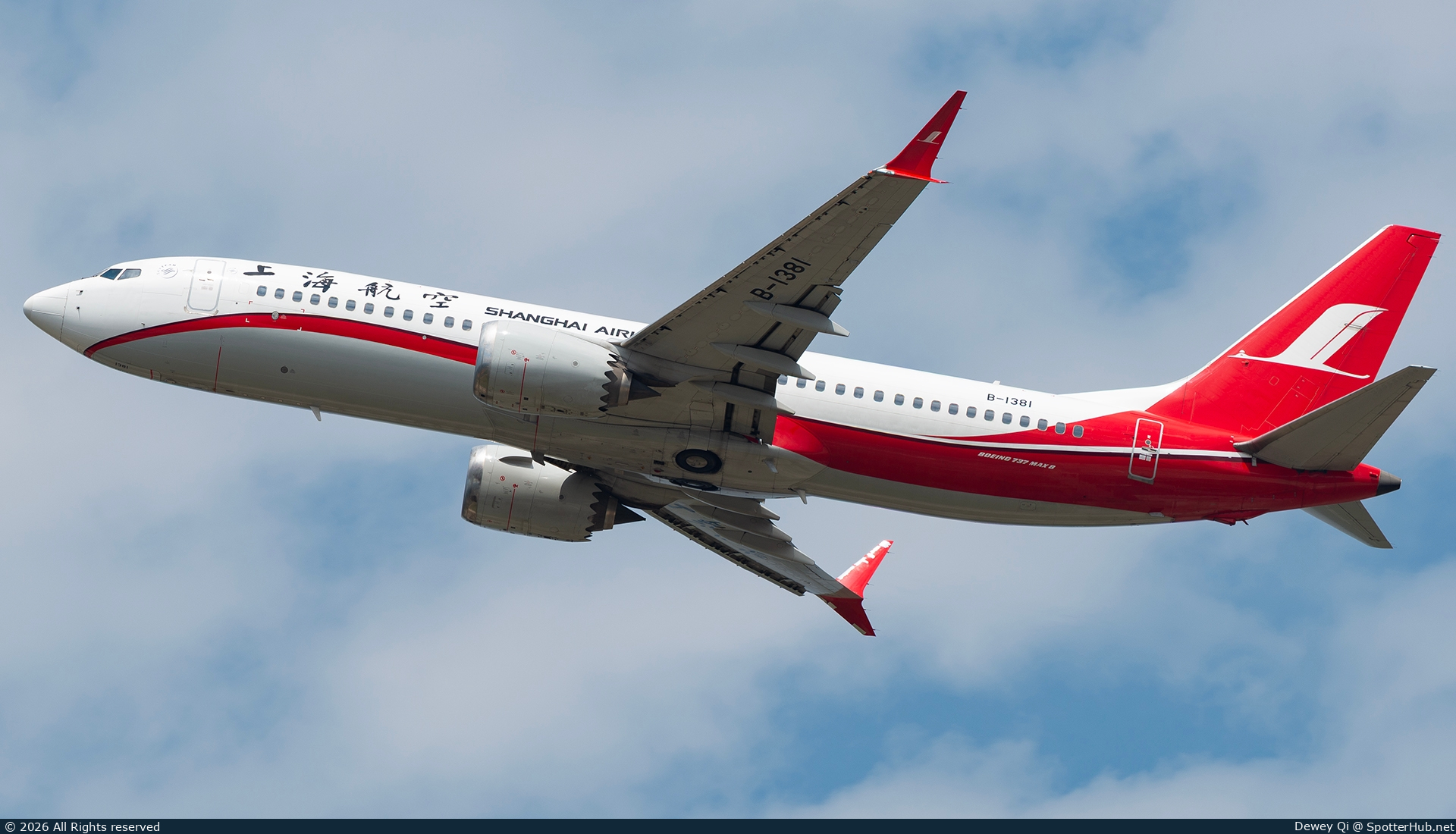 Photo of B-1381 - Boeing 737 MAX 8 operated by Shanghai Airlines