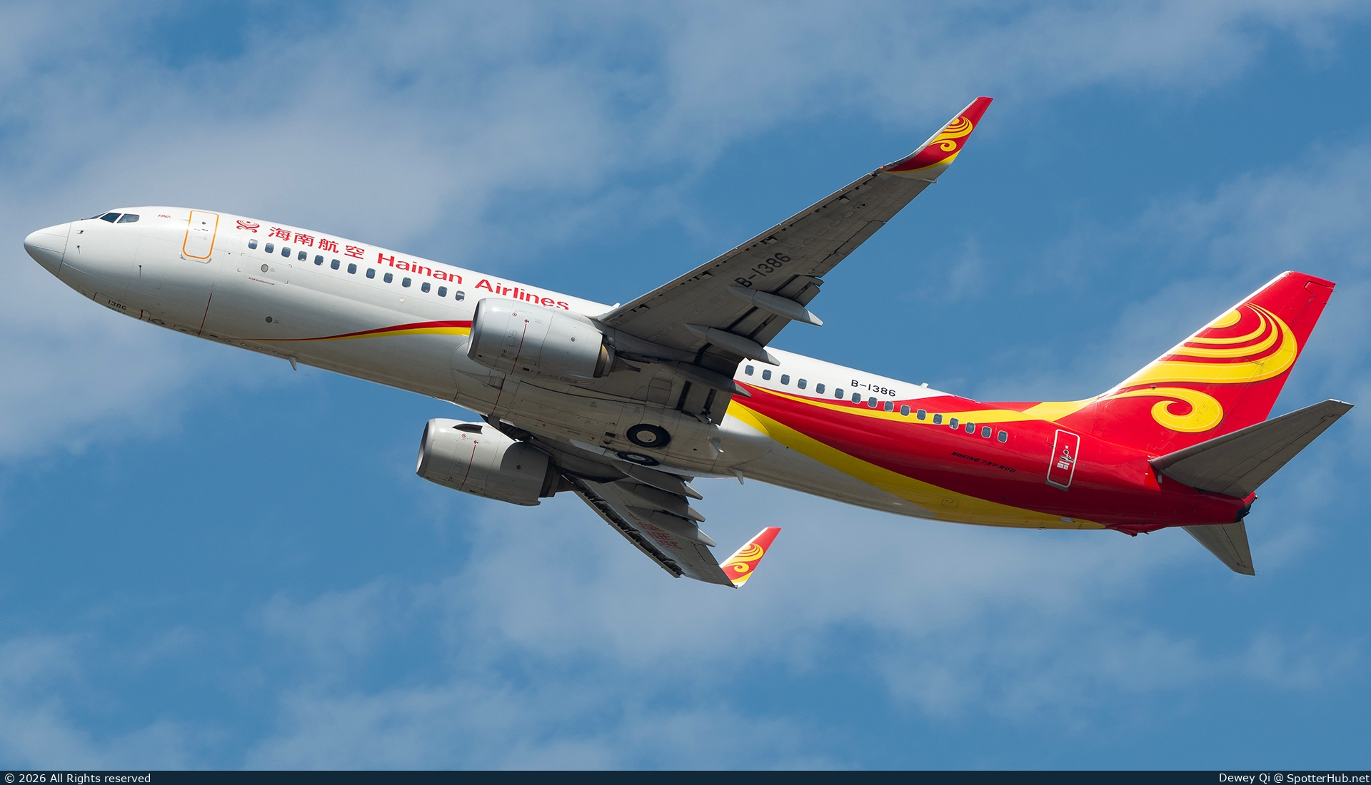 Photo of B-1386 - Boeing 737-84P operated by Hainan Airlines