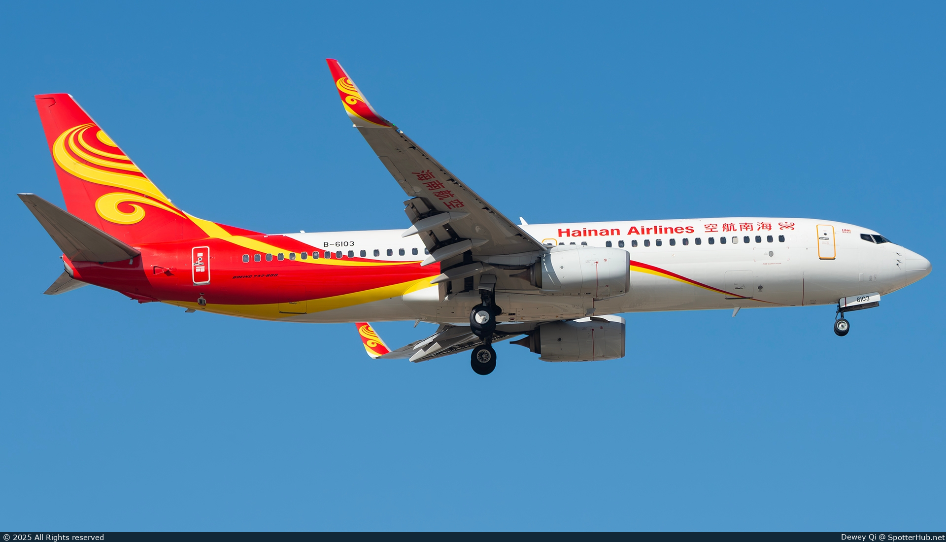 Photo of B-6103 - Boeing 737-84P operated by Hainan Airlines