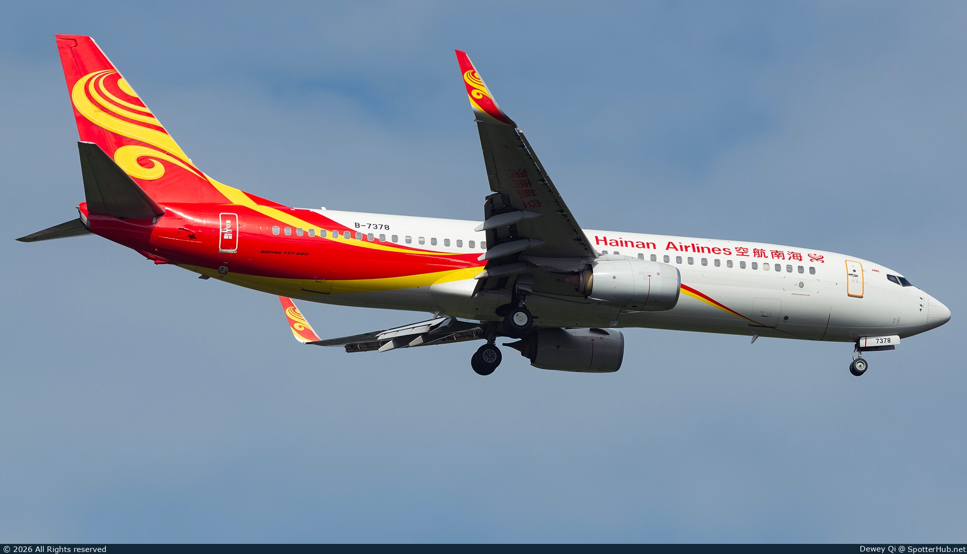 Photo of B-7378 - Boeing 737-86N operated by Hainan Airlines