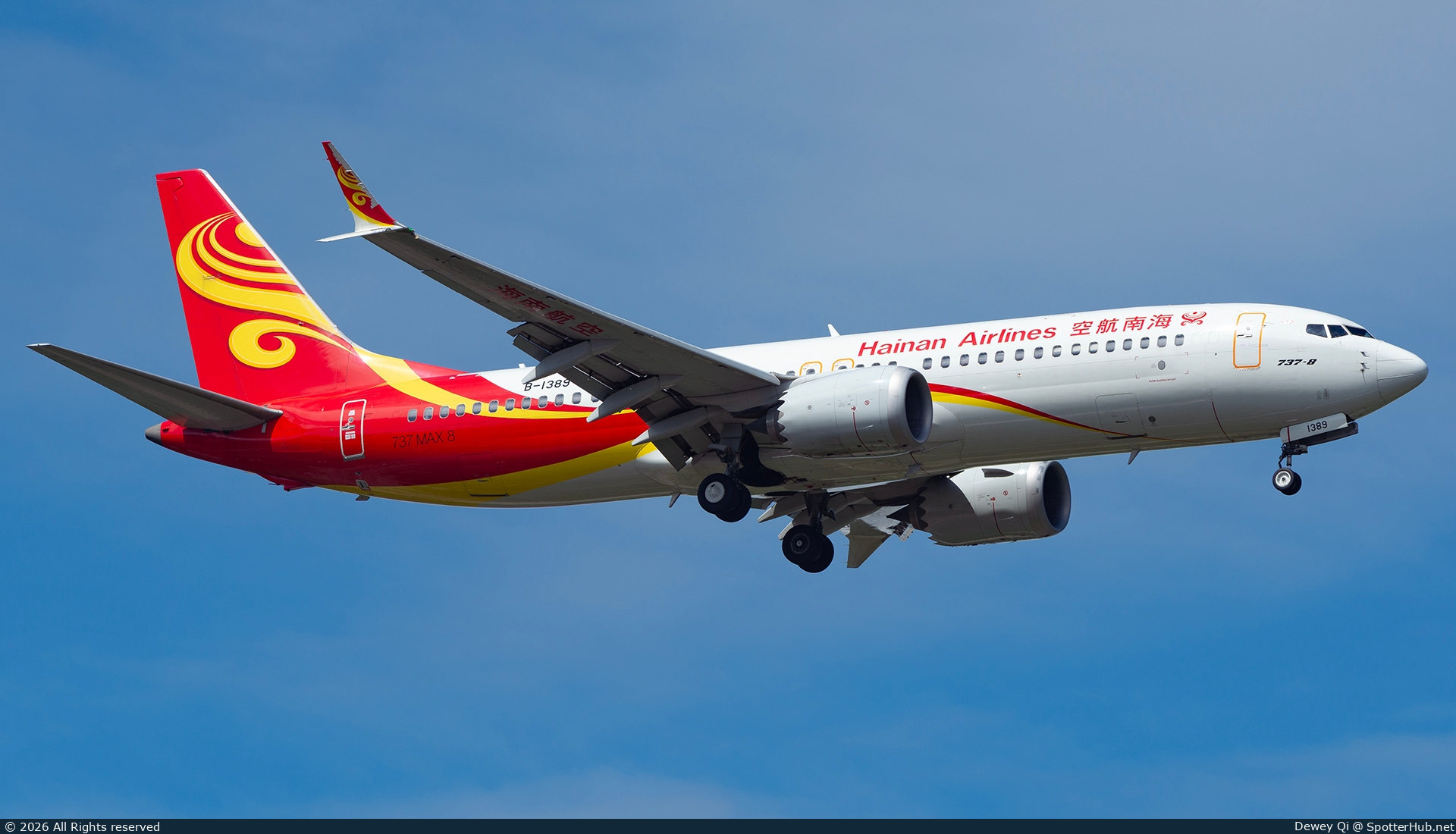 Photo of B-1389 - Boeing 737 MAX 8 operated by Hainan Airlines