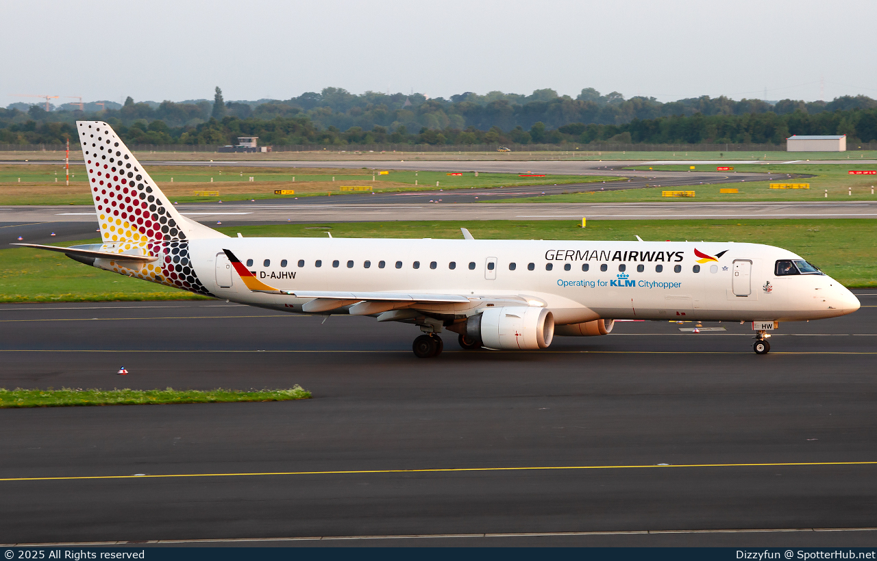 Photo of D-AJHW - Embraer ERJ-190LR operated by KLM Cityhopper (opb German Airways)