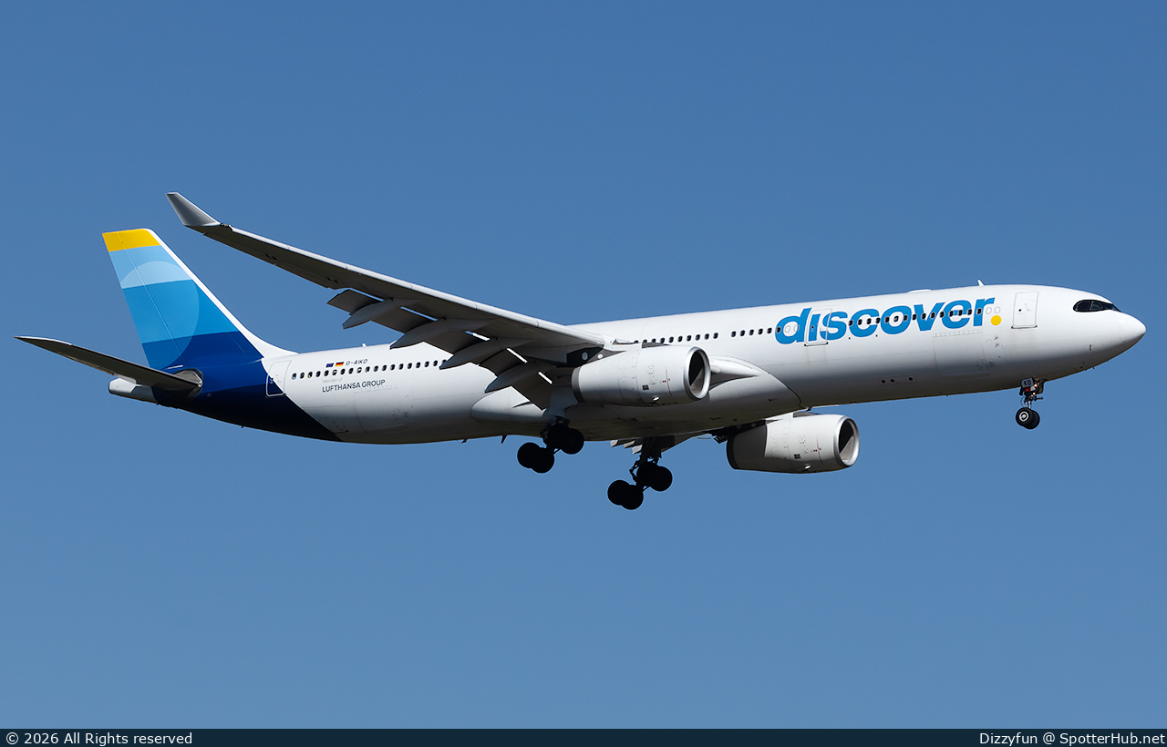 Photo of D-AIKO - Airbus A330-343 operated by Discover Airlines