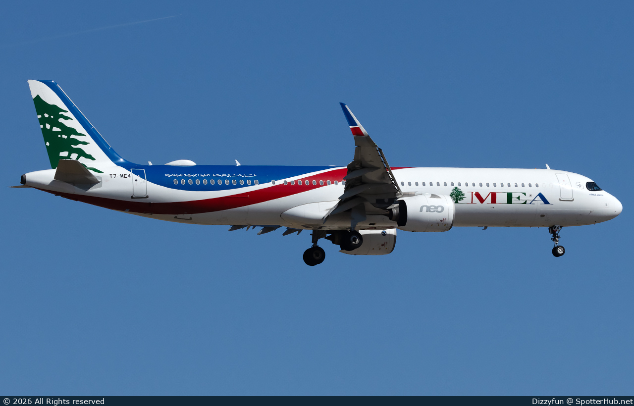 Photo of T7-ME4 - Airbus A321-271NX operated by MEA Middle East Airlines