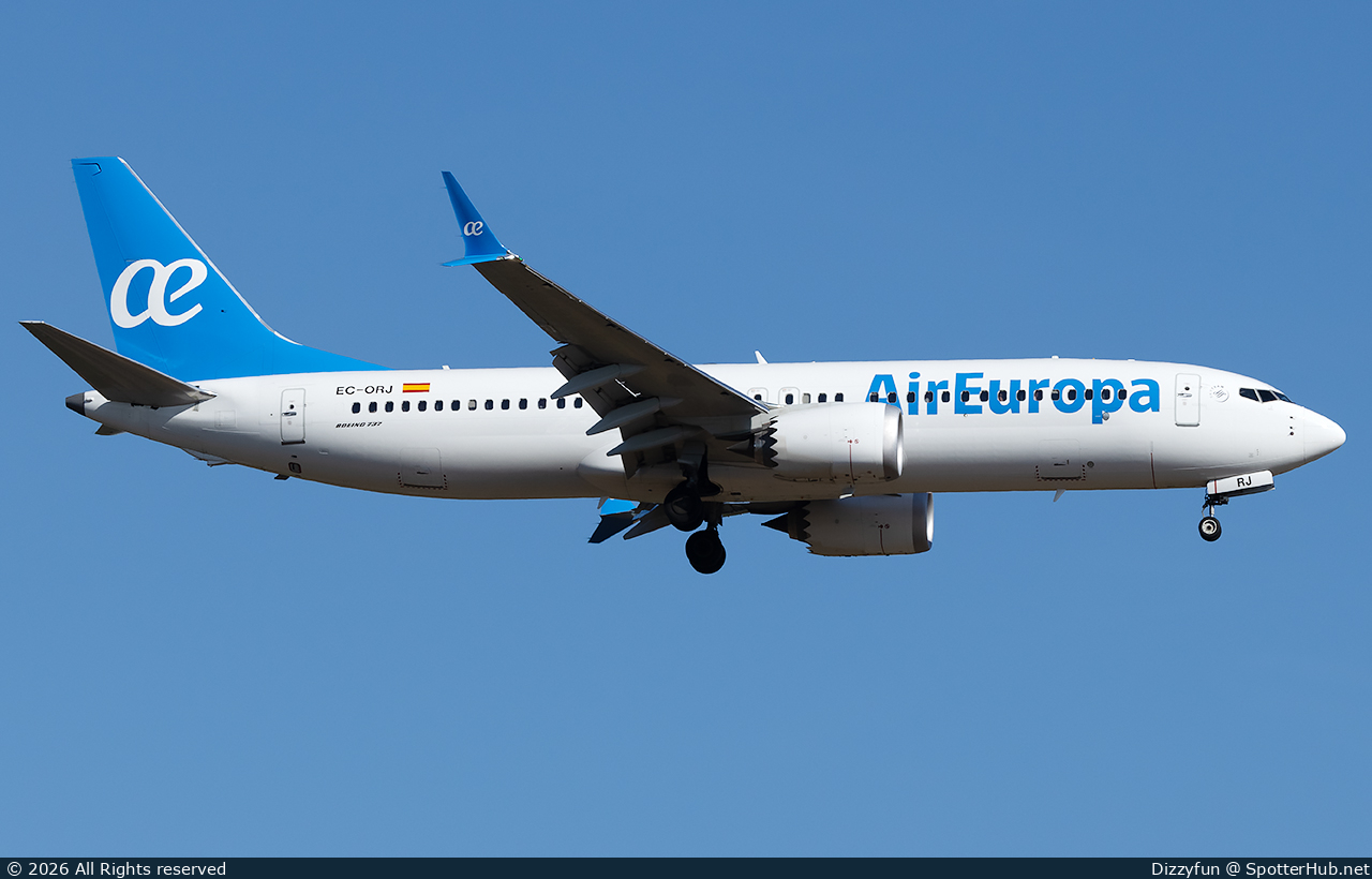 Photo of EC-ORJ - Boeing 737 MAX 8 operated by Air Europa