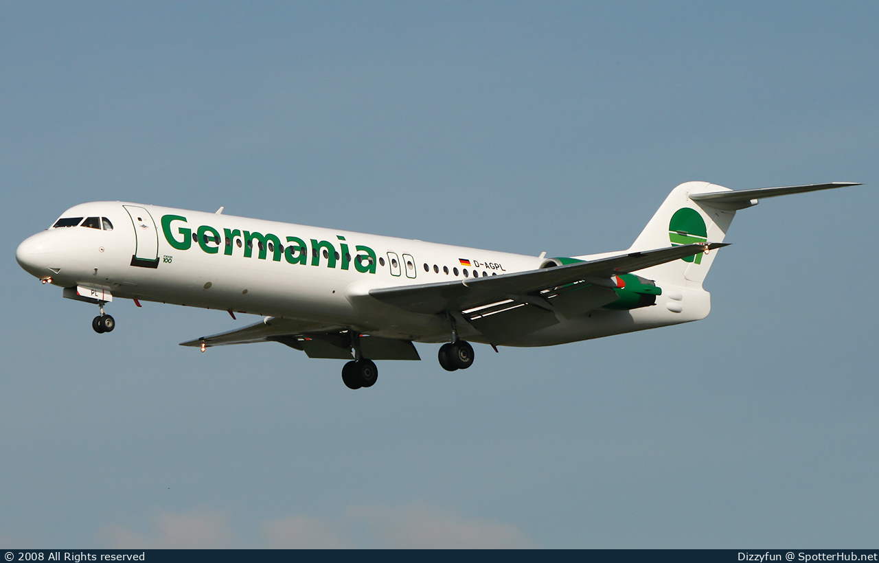 Photo of D-AGPL - Fokker 100 operated by Germania