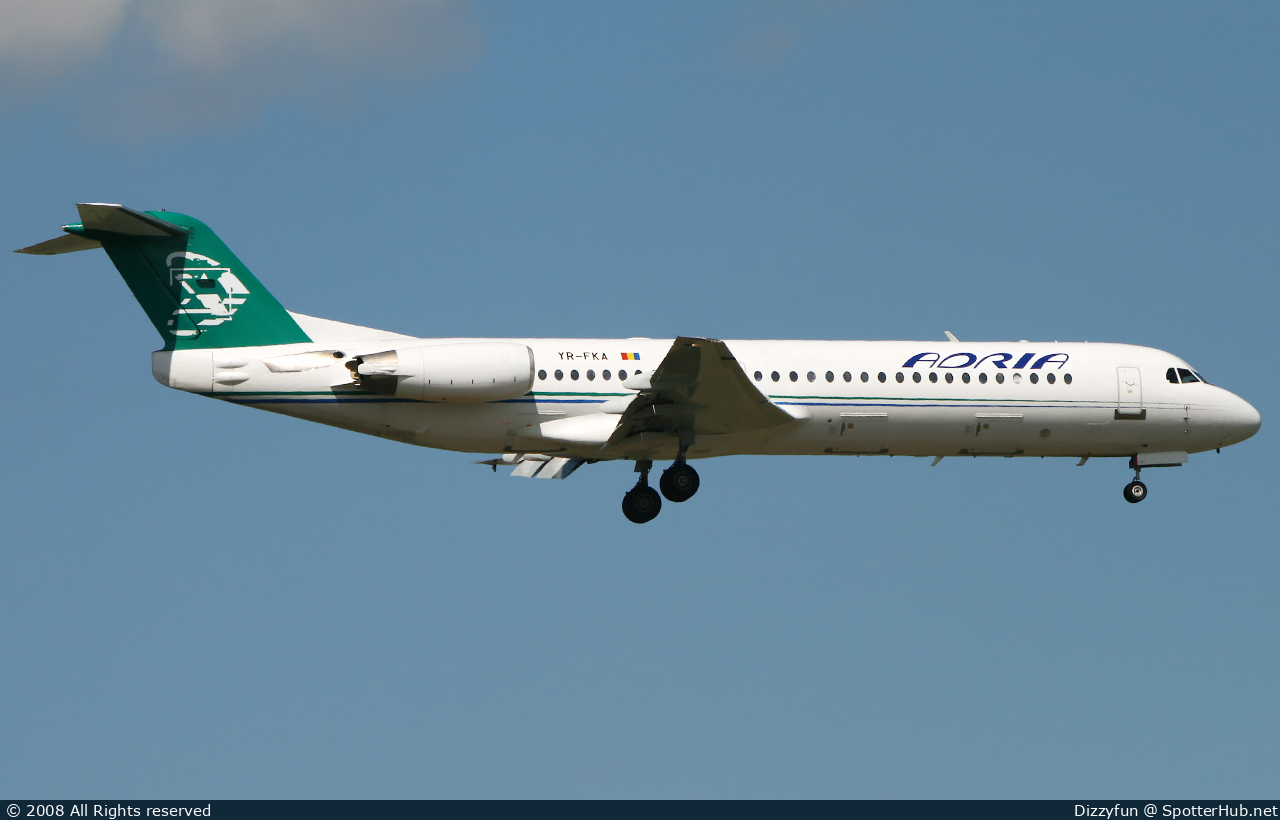 Photo of YR-FKA - Fokker 100 operated by Adria Airways (opb Carpatair)