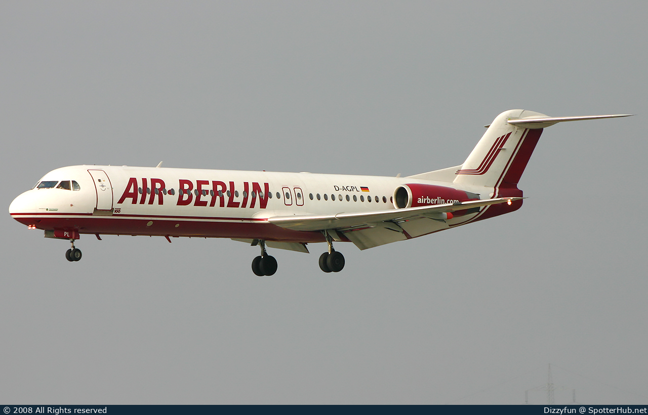 Photo of D-AGPL - Fokker 100 operated by Air Berlin (opb Germania)