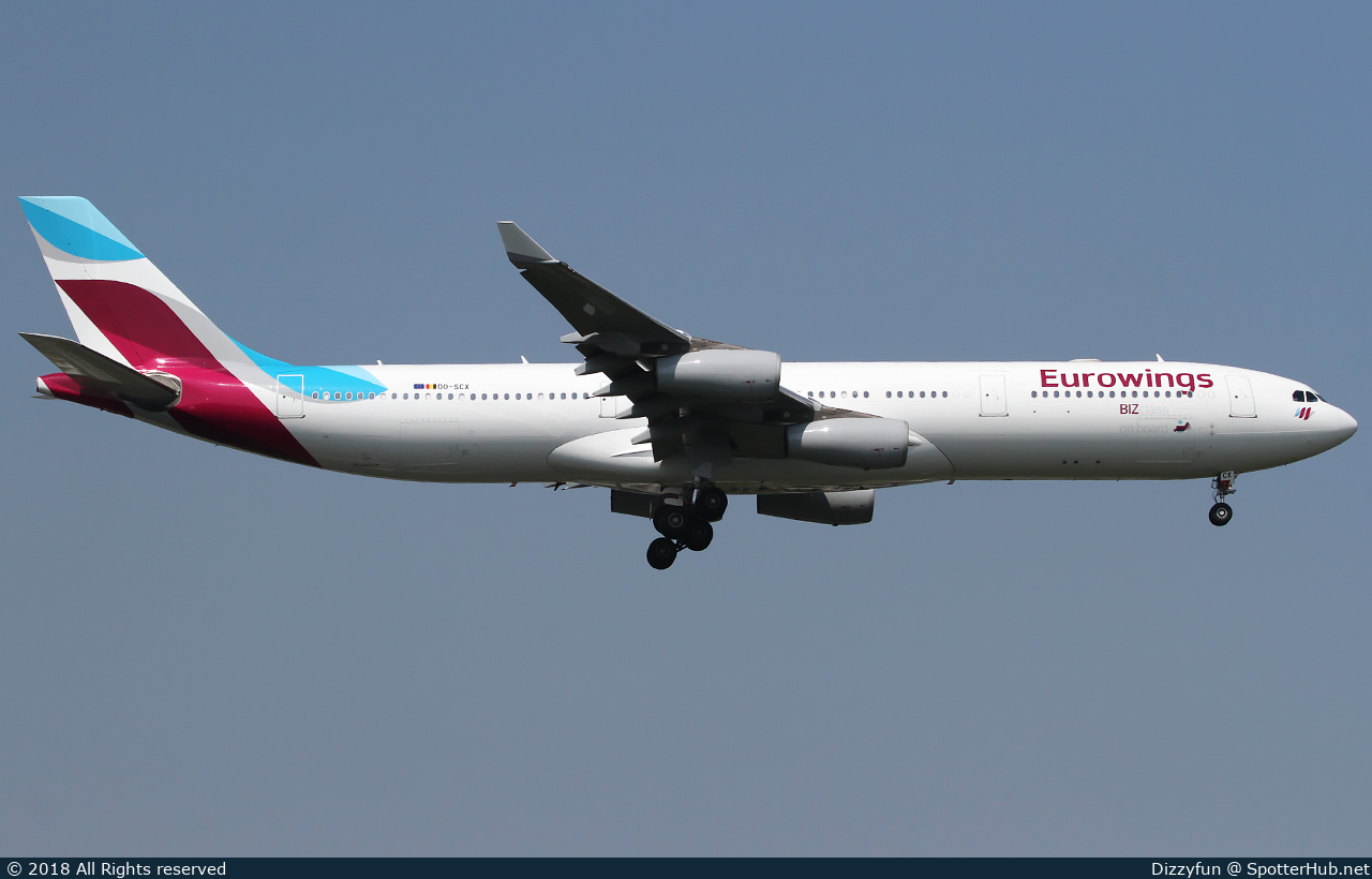 Photo of OO-SCX - Airbus A340-313 operated by Eurowings (opb Brussels Airlines)