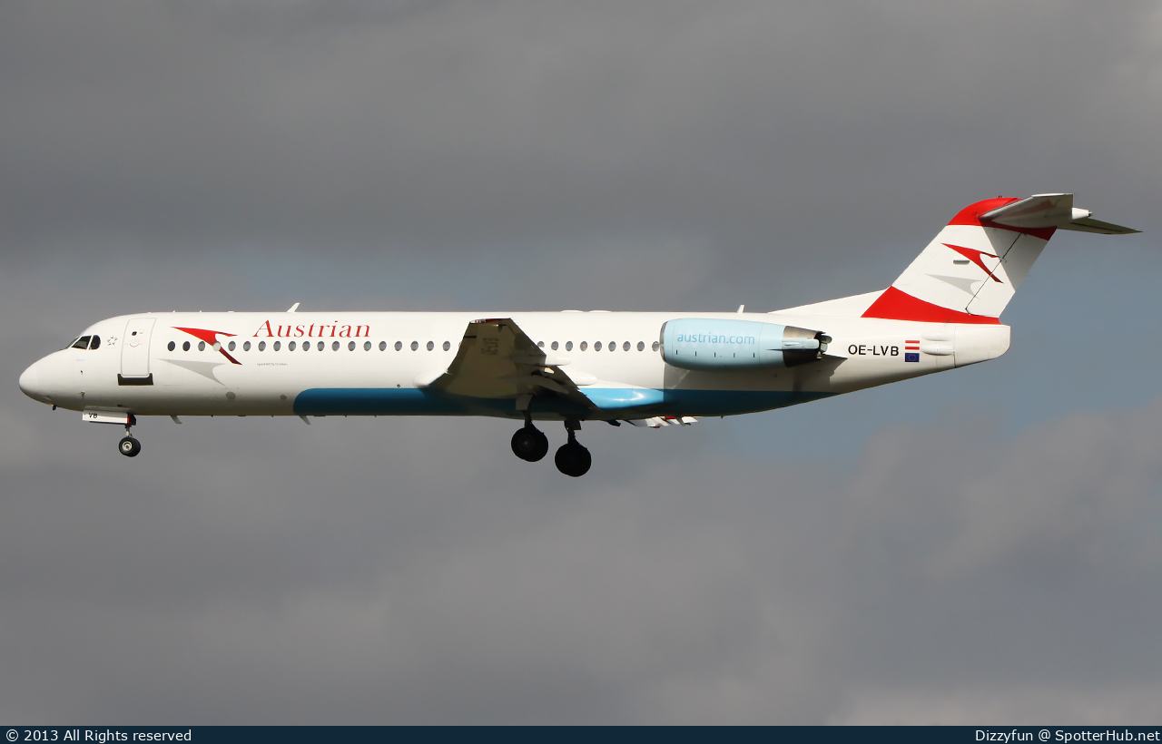 Photo of OE-LVB - Fokker 100 operated by Austrian Airlines