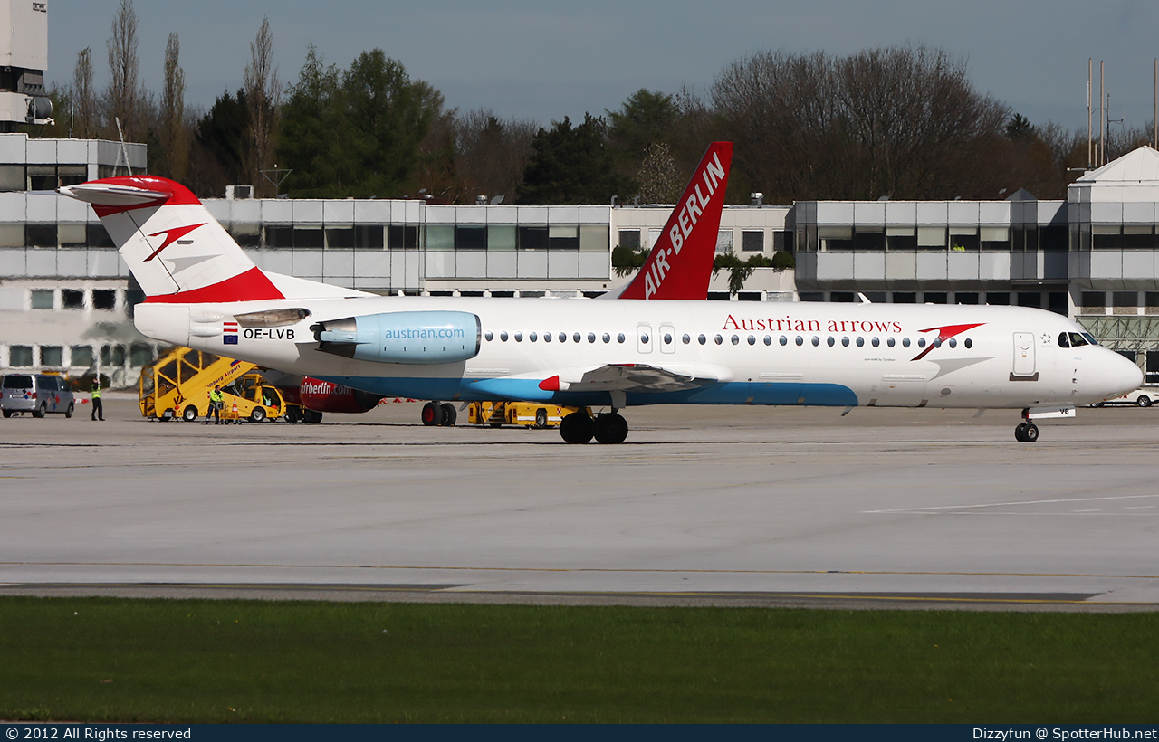 Photo of OE-LVB - Fokker 100 operated by Austrian Arrows (opb Tyrolean Airways)